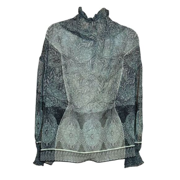 ALICE + OLIVIA Julius Ruffle Blouson-Sleeve Tunic Top in Bohemia Multi NWT Size - Picture 6 of 9